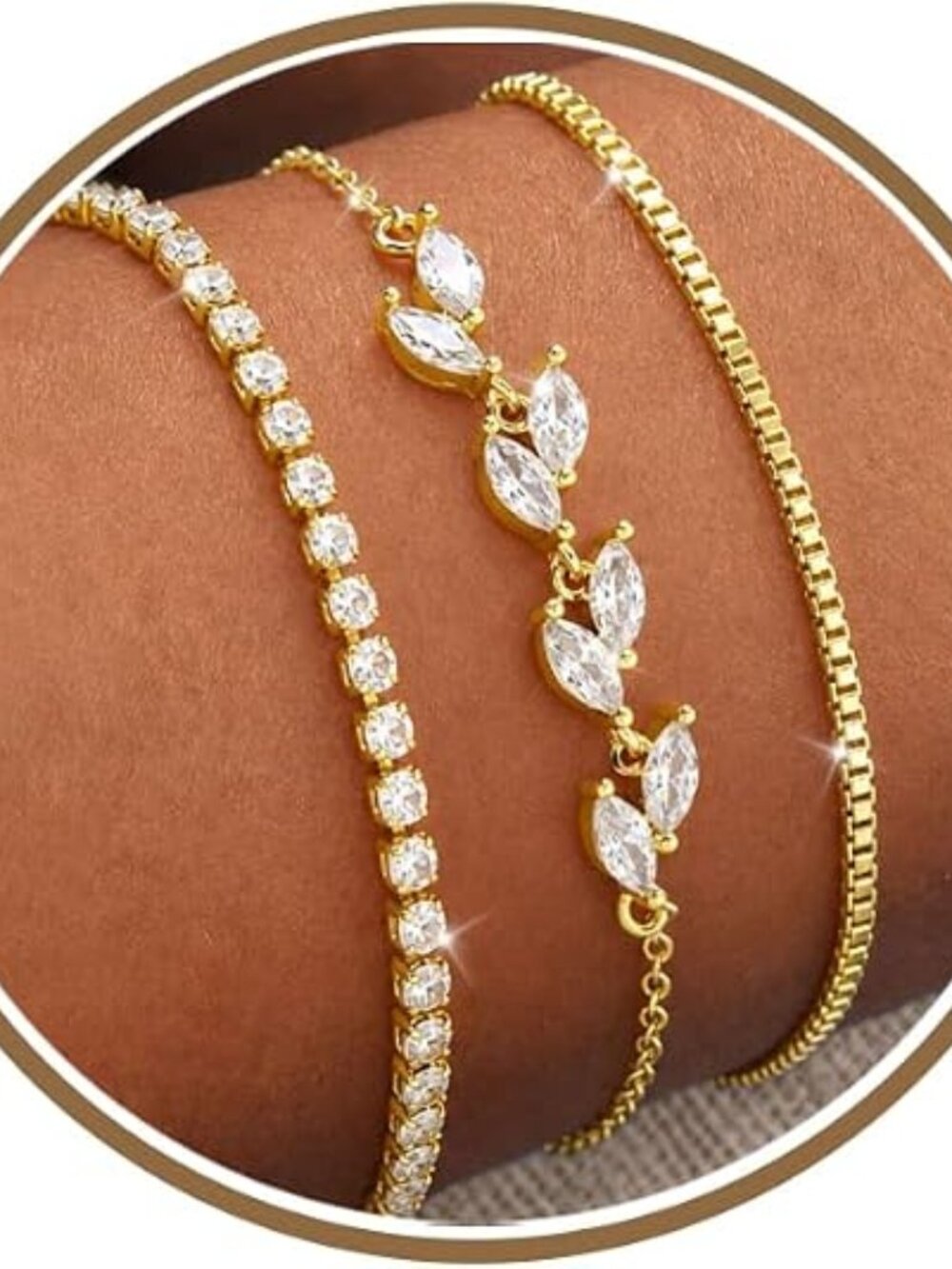 3-Piece Gold & Silver Stackable Bracelet Set